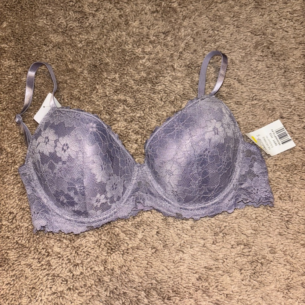 Elegant Lace Underwire Bra - Purple
